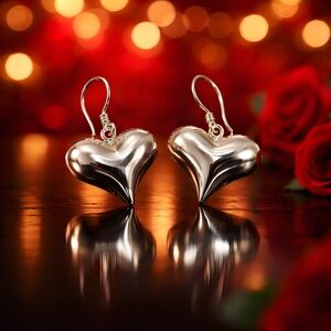 *NEW* Chunky 925 Silver Heart Earrings